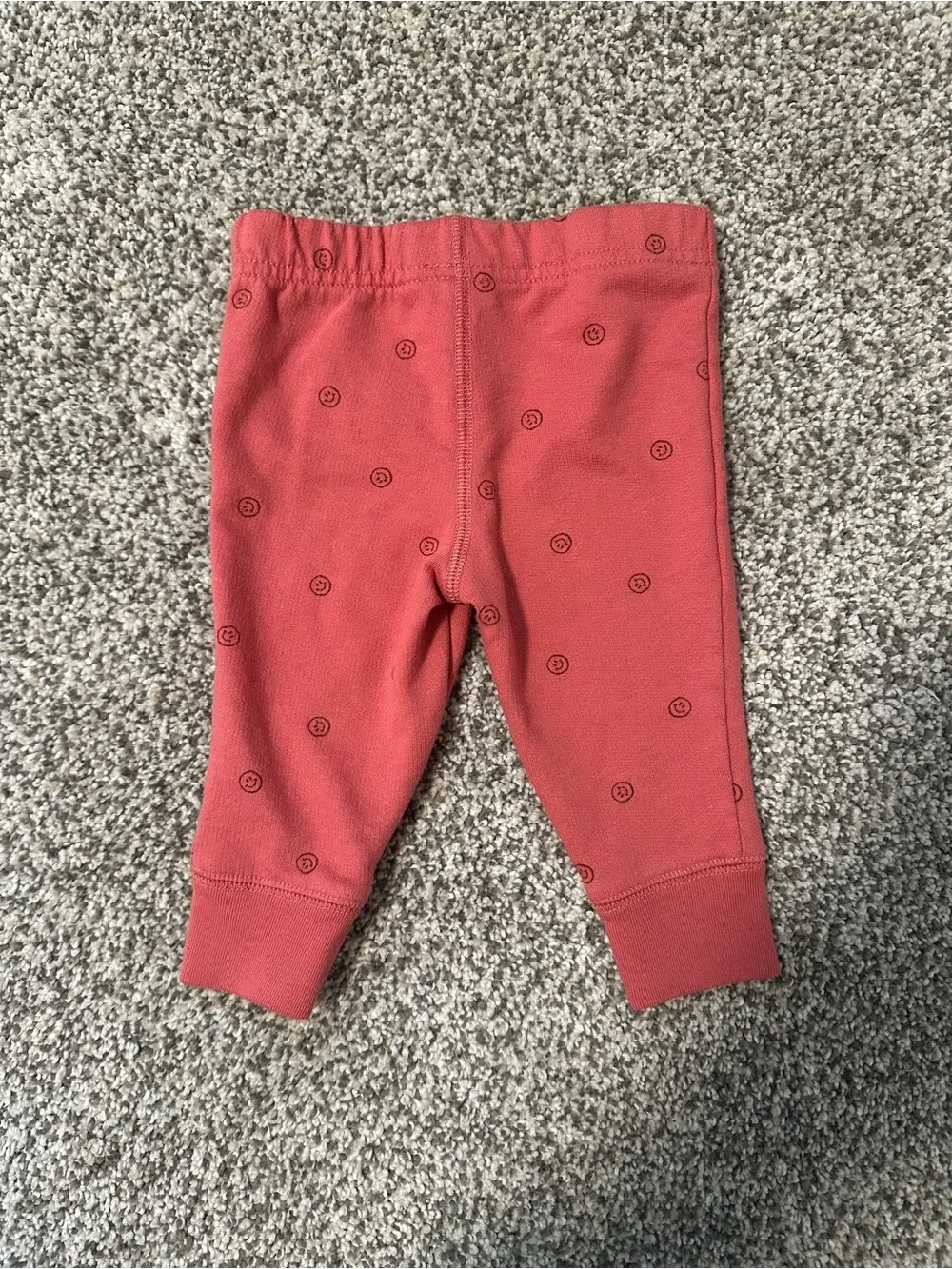Carter’s Baby 3-6M Coral Pink Smiley Face Print Pants NWOT